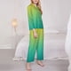 thumbnail image 3 of Balery Teal To Yellow Gradient Conjunto de Pijama con Estampado para Mujer, Conjunto de Dos Piezas con Manga Larga, Ropa de Dormir Suave con Bolsillos, Pijamas Cómodos-XX-Large, 3 of 7