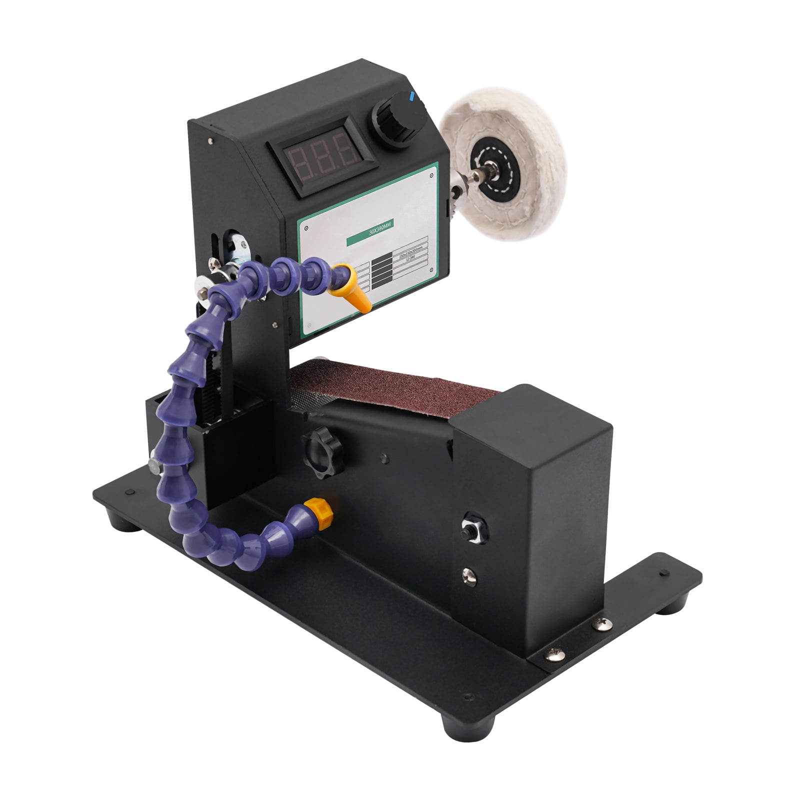 Mini Belt Sander - 200W Electric Bench Grinder Sanding Machine, Dry & Wet Grinding Sander Grinder Small Sand-belt Machine Stepless Speed Regulation for DIY Woodworking, Metal, Knife Making