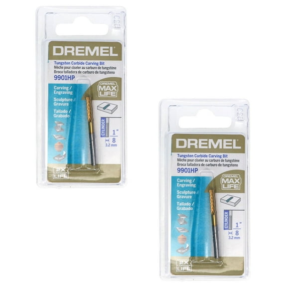 Dremel ACC 9901HP 1/8" (3.2mm) Tungsten Carbide Rotary Carving Bit (2-Pack)