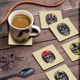 thumbnail image 3 of Inkdotpot Set of 6 Drink Coasters Easy Clean 4-inch SquareCoastersCork Base-Reusable- Skull, 3 of 8
