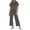 Black, variant on Idoravan womens 2 piece lounge sets Women's Round Neck Stripe Short Sleeve shirts Long Pants With Elastic Waist Pocket pants Set