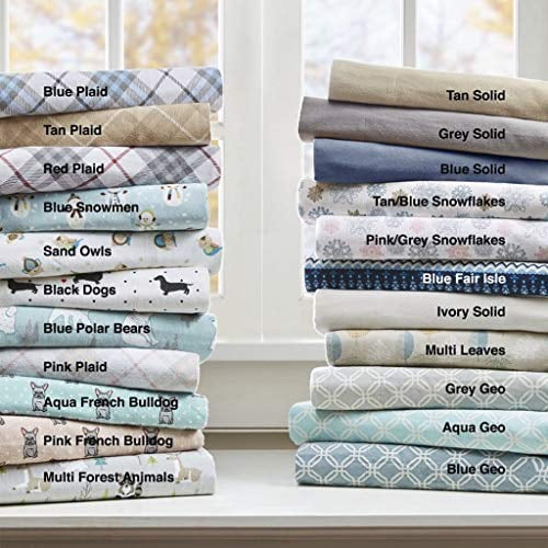 True North par Sleep Philosophy Ensemble de Draps en Flanelle Douillette Multi Paresseux Très Grand