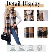 Cuteduck Womens Sleeveless Plaid Vest Wool Blazer Jackets Cardigan Outerwear Fall Winter Tops