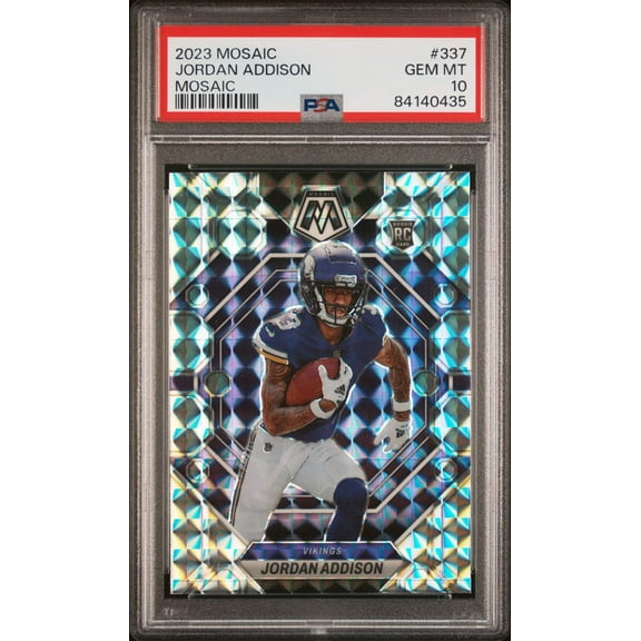 Graded 2023 Panini Mosaic Jordan Addison #337 Mosaic Rookie RC Football Card PSA 10 Gem Mint