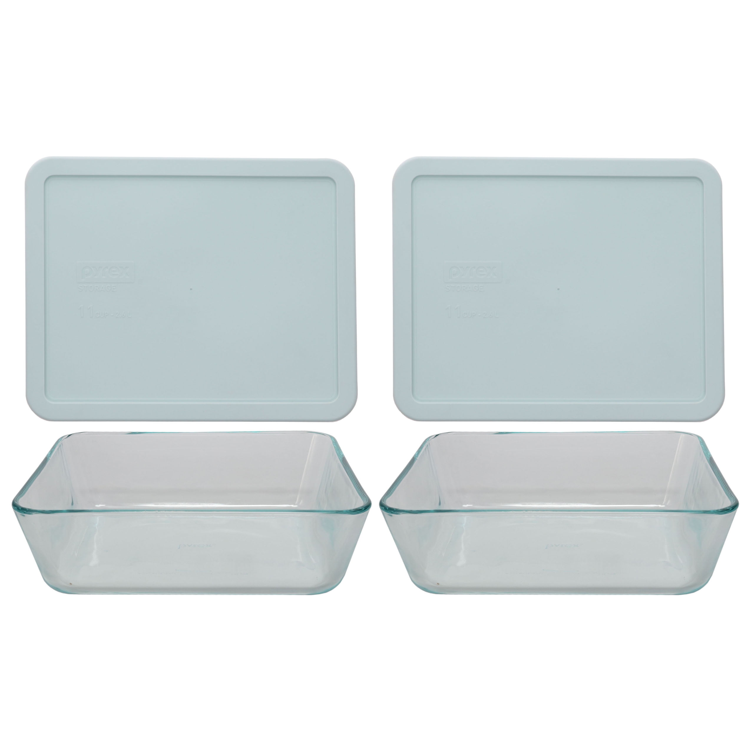 Pyrex 7212 11Cup Glass Food Storage Dish with 7212PC Muddy Aqua Blue