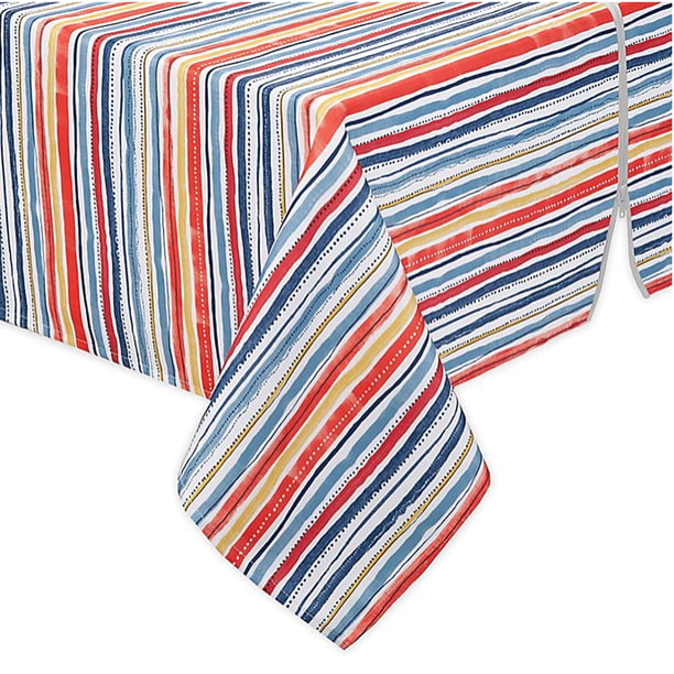 Warm Summer Stripe Indoor Outdoor Fabric Tablecloth With Umbrella Hole 60 X 84 Com Warm Summer Stripe Indoor Outdoor, Fabric Outdoor Tablecloth With Umbrella Hole