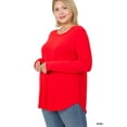 thumbnail image 2 of Zenana Plus Size Relaxed Fit Long Sleeve Round Neck & Hem Jersey Tee Shirt Top, 2 of 2