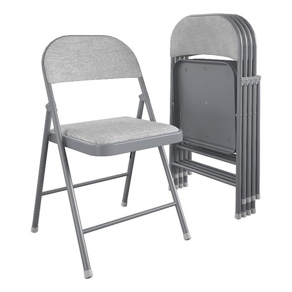 Pemberly Row Contemporary Fabric Folding Chair in Gray (4-Pack)