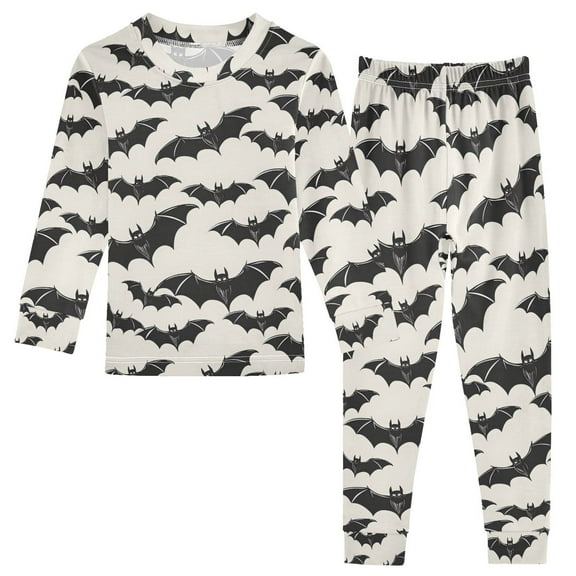 joogoo Bats Halloween 2 Piece Long Sleeve Tee and Pants Cotton Pajama Set 5Y