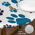 thumbnail image 5 of Blue Paw Print Fitted Tablecloth with Elastic Edged, Round Table Cloth for Dining Table, Black Animals Cat Dog Colored Cartoon Waterproof Oil Proof Table Cover for Indoor Outdoor 55"-60", 5 of 9
