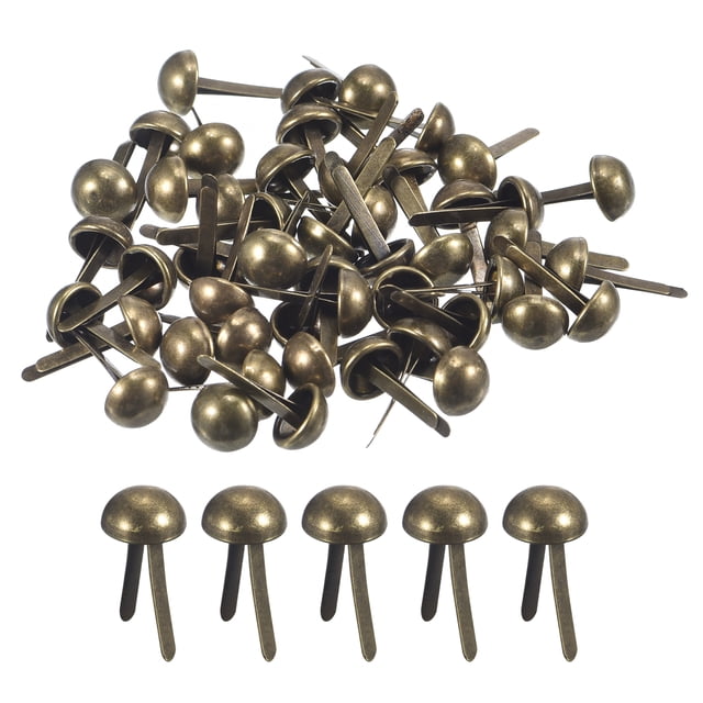 Uxcell 200Pcs Puntas de bolsa, 8mm Clavos redondos para bolso, Puntas de clavos para fondo de bolso para manualidades de cuero