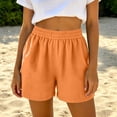 thumbnail image 5 of Womens Wide Leg Loose Casual Shorts with Pockets, Elastic Waist Solid Color, Soft Comfortable, Summer Outdoor Daily Wear, Womens Summer Outfits | VerBelle,Orange S, 5 of 8