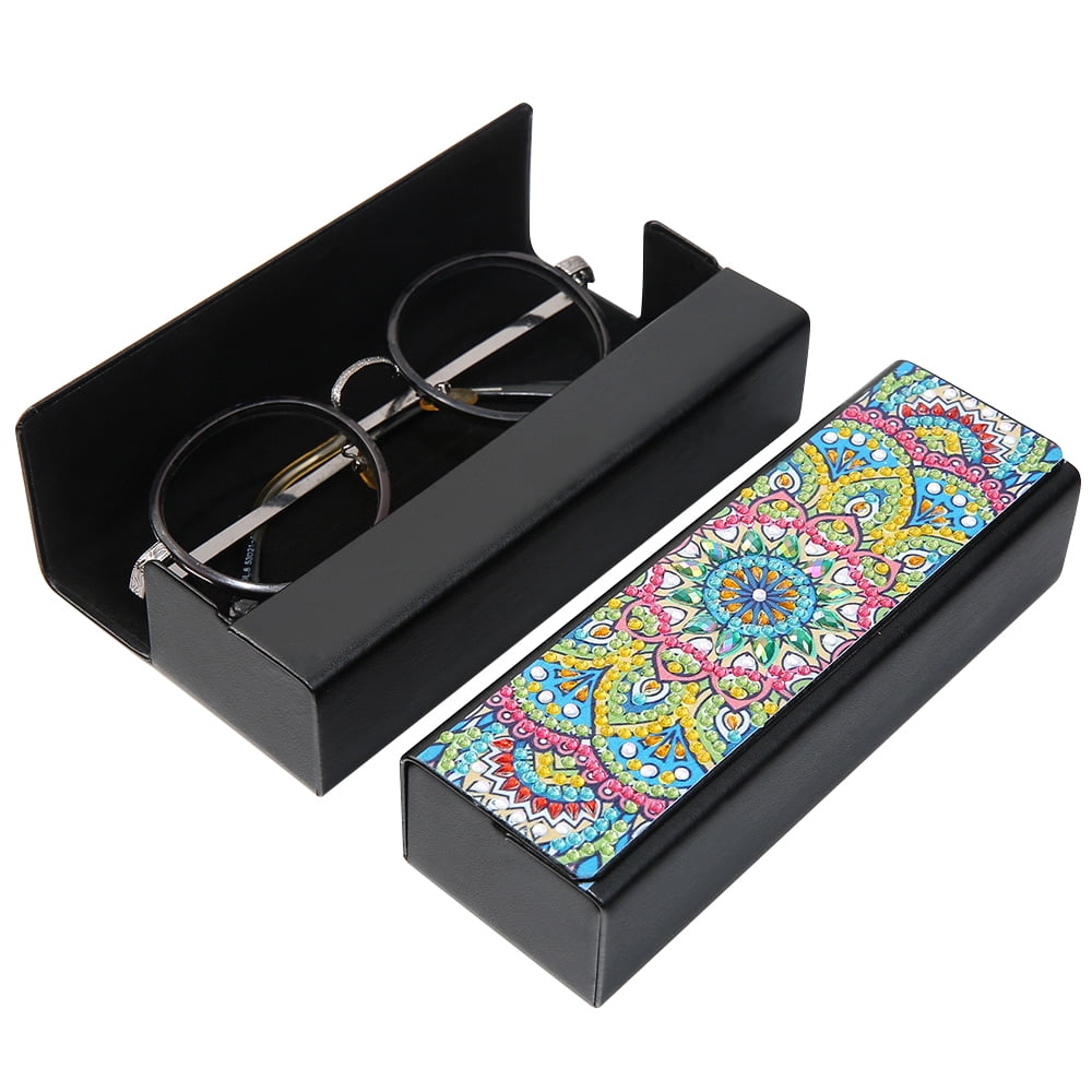 Sunglass Case with Diamond Painting Leather Sunglass Storage Box Hard Shell DIY Special Shaped