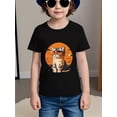 thumbnail image 1 of Boy'S Casual Summer T-Shirt - Breathable Cotton, Unisex Graphic Print with Glasses Cat Design, Short Sleeve, Round Neck, All-Season Comfort, Casual Wear | Cat Graphic Shirt | Comfortable Clothing, 1 of 7