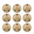 thumbnail image 1 of 100pcs 18mm Round Wood Beads with Laughing Face for DIY Crafting and Jewelry Projects, 1 of 3