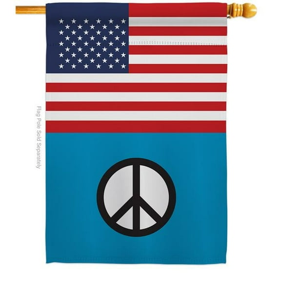 Americana Home & Garden H148051-BO US Peace Support Pride 28 x 40 in. Double-Sided Decorative Vertical House Flags for Decoration Banner Garden Yard Gift