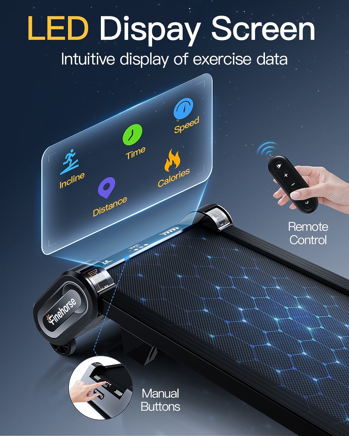 FINEHORSE Under Desk Walking Pad with Auto Incline, 6-in-1 Portable Treadmill, 2.5HP Quiet Motor, 0–4 MPH Speed, LED Display & Remote Control