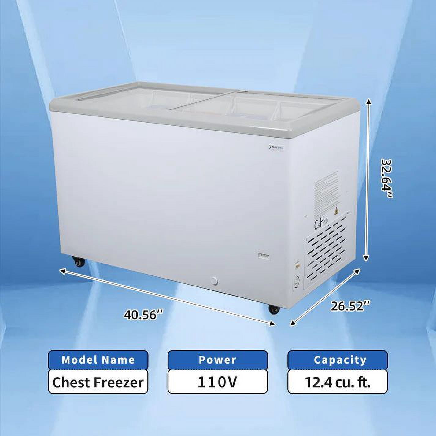 NAFCOOL 12.4 Cu. Ft Horizontal Freezer - Commercial Refrigerator, Glass Door Refrigerator, LED Lighting, White