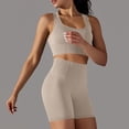 thumbnail image 2 of safuny Women's 2 Piece Sets Yoga Tracksuit Solid Color Summer Outfits Sleeveless Slim Tank Crop Tops Biker Shorts Casual Sports Running Stretchy Sweatsuit Trendy Khaki, 2 of 5