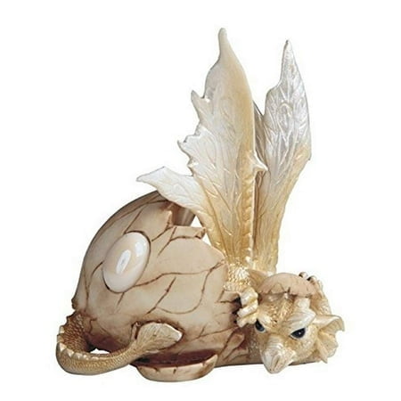 George S. Chen Importe une Statue Figurine d'Oeuf de Dragon avec Pierre de Naissance d'Octobre, 5 Pouces, Blanc Opale - Tout Neuf