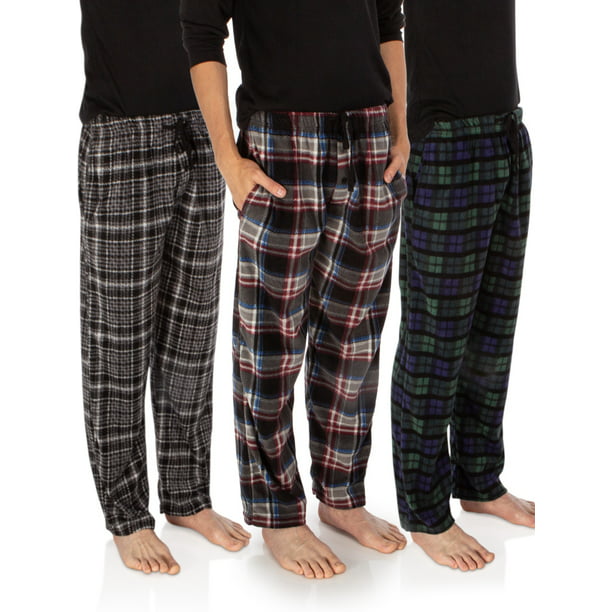 DG Hill Mens Sleep Pants, Fleece Pajama Bottoms with Pockets, 3 Pairs ...