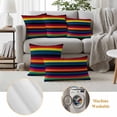 thumbnail image 6 of Rainbow Stripes Outdoor Waterproof Pillow Covers, Mexico Colored Stripes Minimalist Decorative Square Throw Pillowcase Sofa Cushion Sham for Patio/Couch/Chair, 16"x16" 2 Pack, 6 of 8