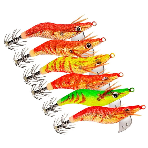 6 Pieces Squid Jig Hooks Saltwater Durable Cuttlefish Sleeve Jig for Fishing  