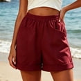 thumbnail image 2 of Womens Cotton Shorts High Waisted Comfy Athletic Solid Shorts with Pockets Loose Fit Daily Shorts, 2 of 6