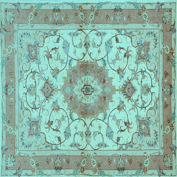 Ahgly Company Indoor Square Persian Light Blue Traditional Area Rugs, 6' Square