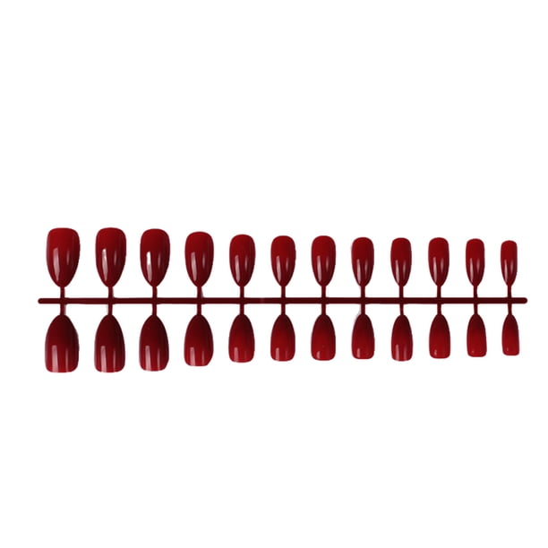24 piezas de uñas postizas Minnieouse para mujer bricolaje herramientas de decoración de manicura falsa Vino rojo CE011429-02