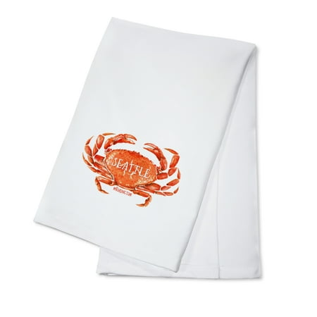 Seattle, Washington - Dungeness Crab - Watercolor - Lantern Press Artwork (100% Cotton Kitchen