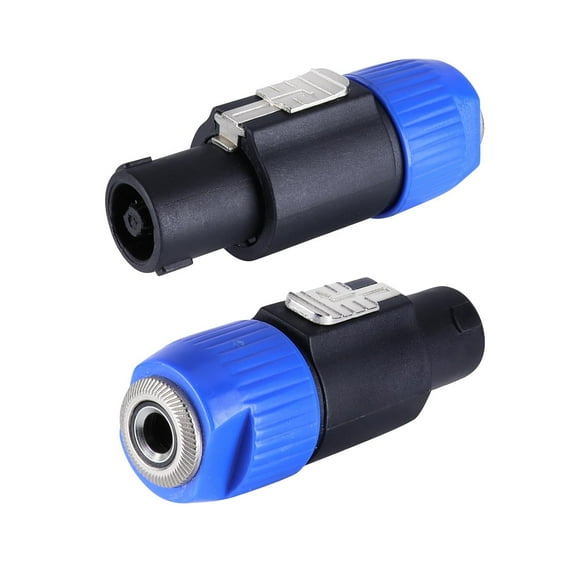 Speakon to 1/4 Connector Speak-On Male to 1/4" TS Female Jack Adapter End, NL4FC to 1/4 Inch Converter Jack with Twist Lock for Pro PA DJ Loudspeaker Amplifier Mixer (2pcs Blue)