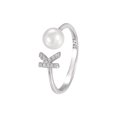 thumbnail image 3 of Anillo de plata con diamantes y perlas sintéticas, diseño de nicho para mujer, anillo de 26 letras, anillo de personalidad simple, 3 of 6