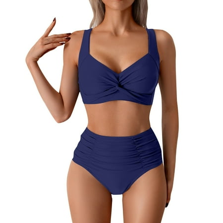 Divhosrg High Waisted Bikini Sets for Women One Shoulder  Bikini Sets for Women Cheeky Bottoms  Bathing Suit Bottoms for Women  Womens Swimwear Bottoms  Navy Swim Suits for Women 2025 XL