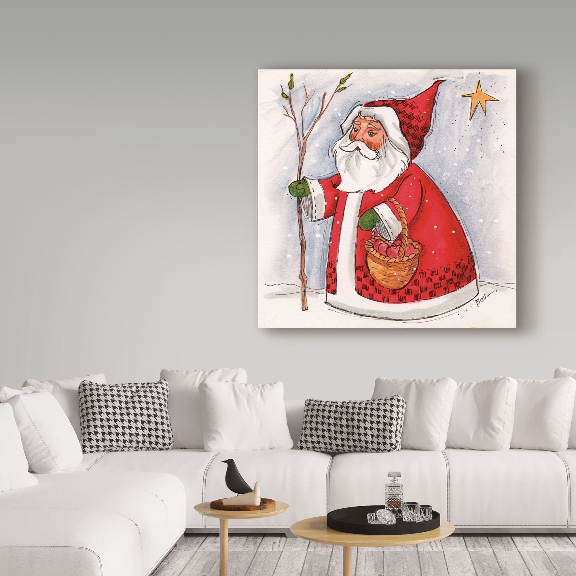 Trademark Fine Art 'Santa With Basket' Canvas Art by Beverly Johnston