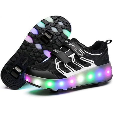 

YAZI Kids Roller Shoes Boy Girl Sneakers with Wheels Become Sport Sneaker with Led for Christmas Birthday Children Show Gift