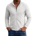 thumbnail image 2 of Mens Full Zip Cardigan Sweater Stand Collar Regular Fit Knit Sweaters, 2 of 6
