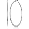 thumbnail image 1 of Essentials Gold or Rhodium Plated Stainless Steel Flattened Hoop Earrings, 1 of 3