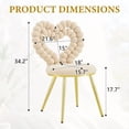 thumbnail image 4 of Silla de acento de burbuja de corazón única, silla de terciopelo de peluche con marco de metal de oro brillante, asiento lindo y moderno para la decoración del hogar, 4 of 5