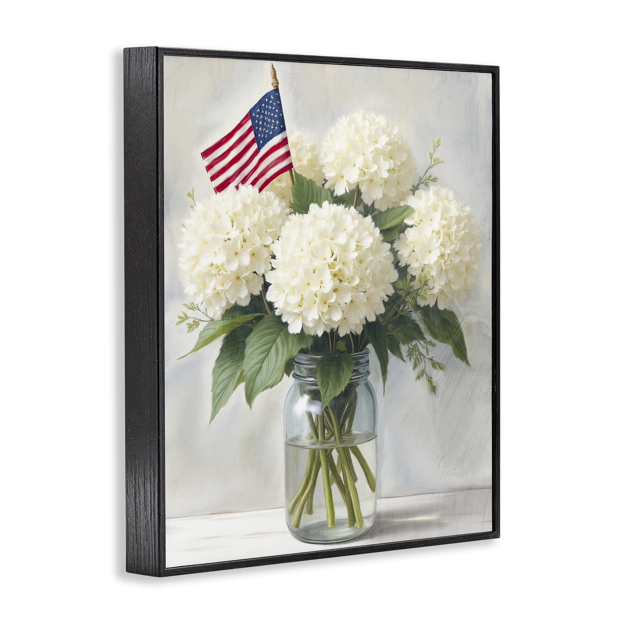 Stupell Industries Festive Patriotic Hydrangea Black Framed Giclee Art, design by Kim Allen
