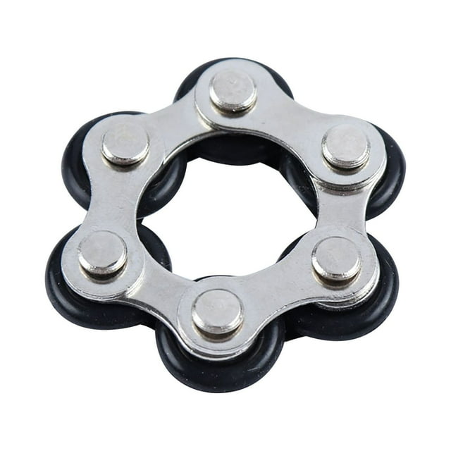 Black Small Stress Relief Fidget Toy Bicycle Chain Design Rolling Bands For Anxiety Focus