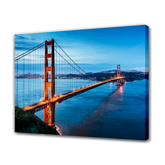 San Francisco Golden Gate Bridge Canvas Poster Bedroom Decor Sports Landscape Office Room Decor Gift,Frame-style,08x12inch(20x30cm)