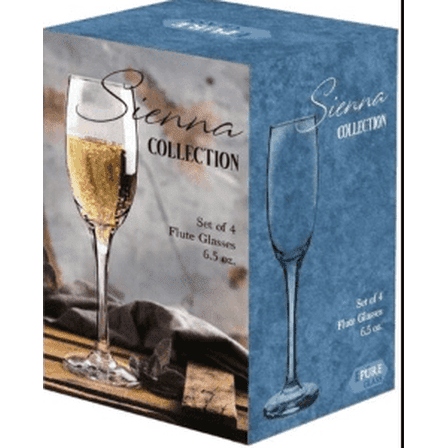 Glass Fluted Champagne Glasses Set of 4 – 6.5 oz Elegant Tall Stemware for Sparkling Wine, Prosecco & Celebrations