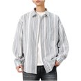 thumbnail image 2 of pstuiky manga larga para hombre, Camisa informal de manga larga con solapa y botones a rayas para hombre. Tops de hombre xxxxl, 2 of 8