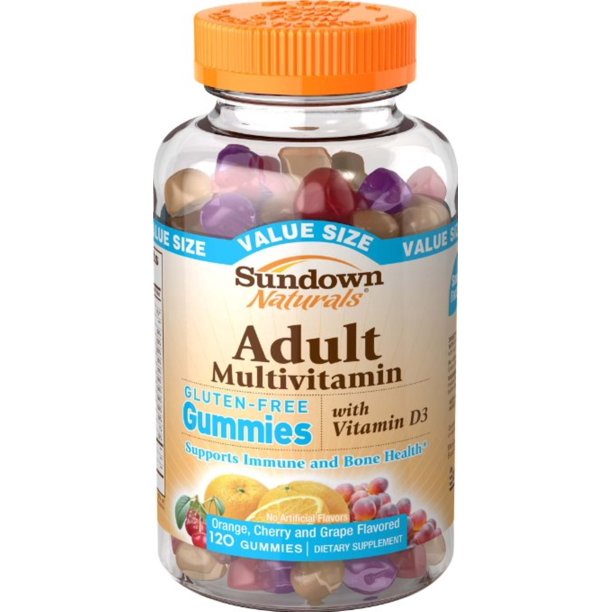 Sundown Naturals Multivitamin Adult Gummy, Orange, Cherry & Grape 120