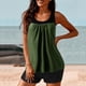 thumbnail image 4 of Traje de Baño de Dos Piezas Color Bloque Sólido Strappy Back Set, Traje de Baño Torso Largo con Sujetador Extraíble Y Pantalones Cortos de Cintura Alta, 4 of 9