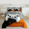 thumbnail image 2 of Manfei Gamer Gaming Lover Queen Comforter Set for Boys, Cartoon Game Console Bedding Comforter Set, Black Orange Reversible Bedding Set, Microfiber Bedroom Decor, 3 Pieces, 2 of 8