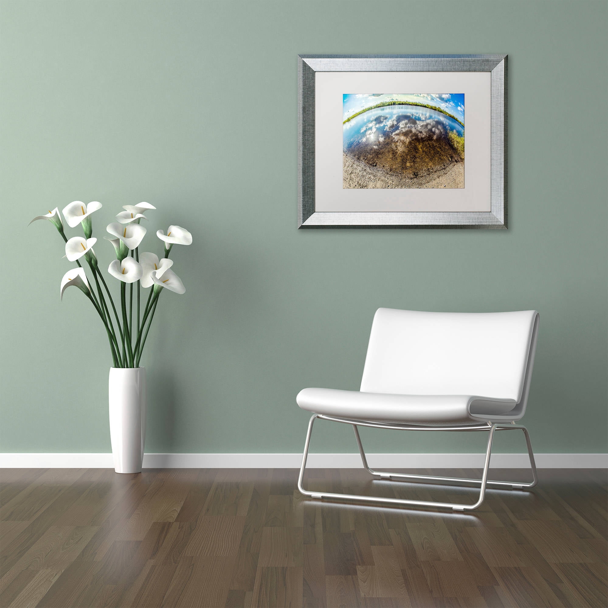 Trademark Fine Art "Earth Eyeball" Canvas Art by Yale Gurney, White Matte, Silver Frame