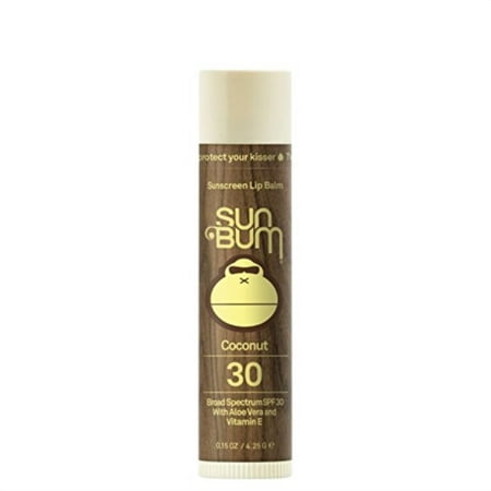 Sun Bum Coconut Sunscreen Lip Balm, SPF 30, 0.15 oz Stick, 1 Count, Broad Spectrum UVA/UVB Protection, Hypoallergenic, Paraben Free, Gluten Free,