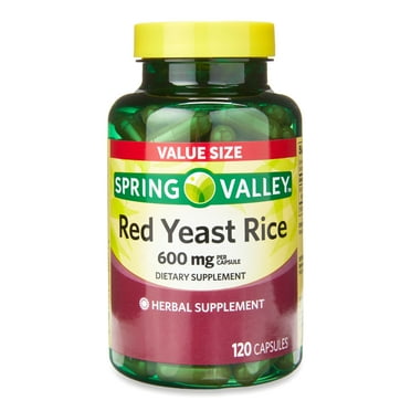 Spring Valley Red Yeast Rice Dietary Supplement Capsules, 600 mg, 120 Count